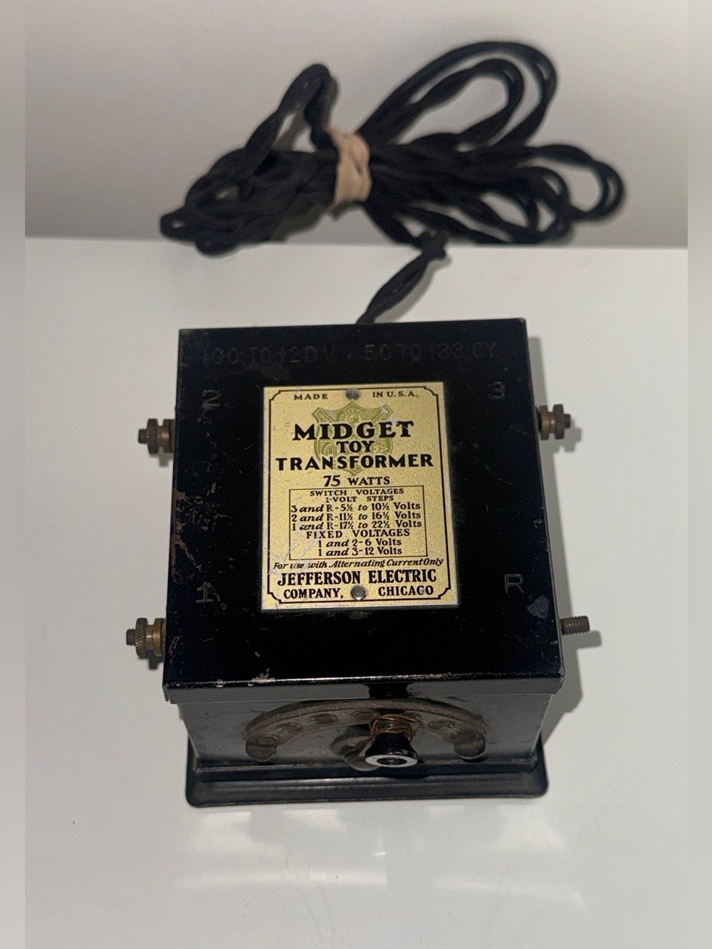 Antique MIDGET TOY TRANSFORMER voltage switch